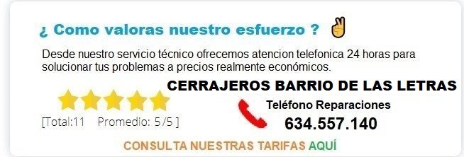 cerrajeros Barrio de las Letras precios